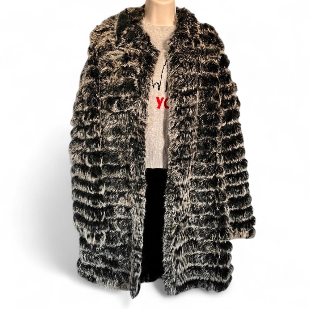 NEIMAN MARCUS soft real rabbit fur knit long cardigan lightweight sweater